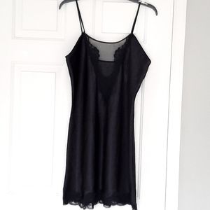 Delicates black lace slip chemise dress pajama. Size M.